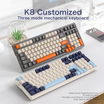 K8 100Keys Bezdrôtový Mechanical Gaming Keyboard 2.4 GHz/5.0 Bezdrôtové Pripojenie Hot Swap Klávesnica Tesnenie Štruktúra Kľudnej